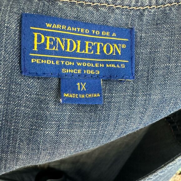 Pendleton Denim Chambray Wrap Dress Pockets Long Sleeve Classic Preppy Size 1X - Picture 10 of 10